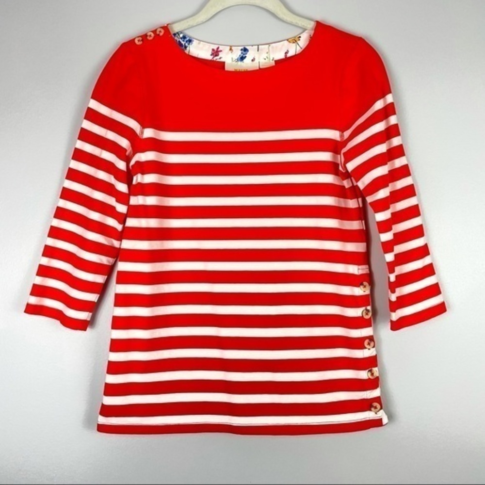 Anthropologie Meave Orange Striped Button Side Top - Picture 12 of 15
